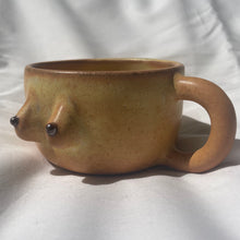Load image into Gallery viewer, Banilla colored BoobyPot mug with cinnamon dot nipples.
